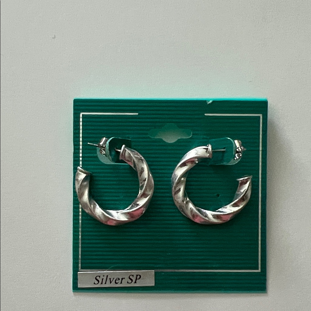 Silver Plated Twisted Hoop Earrings